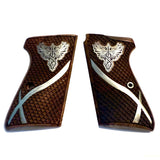 Walther PPK/S grips made of walnut wood with custom logos made of silver.4