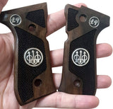 Beretta 92 Compact Custom Pistol Grips made of walnut with custom logo and initials made of silver.