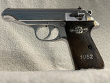 Walther PPK/S grips made of Root walnut with custom logo and text made of  Silver.customer's photo