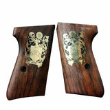 Walther PPK/S grips made of Walnut wood with custom logo made of  Brass.