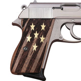 Walther PPK grips made of Walnut Wood with custom logo made of Brass.1