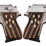 Walther PPK grips made of Walnut Wood with custom logo made of Brass.2