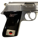 Walther PPK grips made of Black Acrylic with custom logos made of  Silver.1