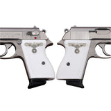 Walther PPK grips made of White Acrylic with custom logo made of  Silver.6