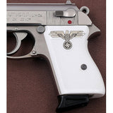 Walther PPK grips made of White Acrylic with custom logo made of  Silver.4