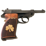 Walther P38 grips made of Walnut Wood with custom logo and text made of Brass.3