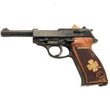 Walther P38 grips made of Walnut Wood with custom logo and text made of Brass.5