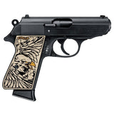 Walther PPK/S grips made of  Ivory Acrylic with custom surface engraving.1