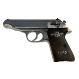 Walther PP grips made of  Root Walnut (special wood) with custom logo and text made of silver.3