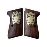 Walther PP grips made of   Walnut wood with custom logo made of Brass.1