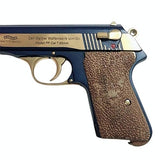 Walther PP grips made of walnut wood with custom engraving.4