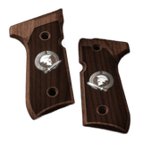Beretta 92G Custom Pistol Grips made of walnut wood with Custom logo made of silver.