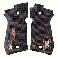 Beretta 81FS grips made of walnut wood with custom logo made of Silver