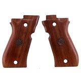 Beretta 81FS pistol with custom grips by Bestpistolgrips showing textured wood grips on a silver firearm.