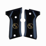 Beretta 92 compact grips made of Black Acrylic  with custom initials made of Brass
