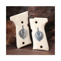 Beretta 92 Compact grips made of Ivory Acrylic with custom logo made of Silver