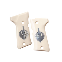 Beretta 92 Compact grips made of Ivory Acrylic with custom  silver logo.