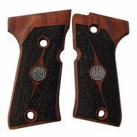Beretta 92 compact grips made of  Rosewood with custom silver logo
