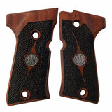 Beretta 92 compact grips made of  Rosewood with custom silver logo