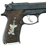 Beretta 92FS grips made of walnut wood with custom logos made of silver.5