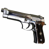 Beretta 92FS grips made of walnut wood with custom logos made of silver.1