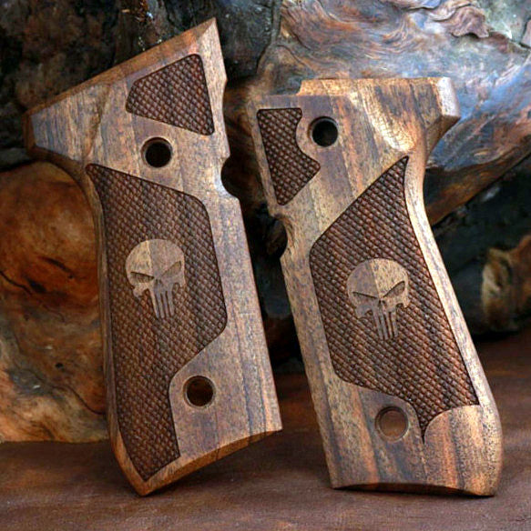 Beretta 92FS grips made of walnut wood with custom logo engraved