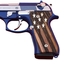 Beretta 92FS grips made of walnut wood with custom Logo made of silver.left