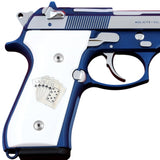 Beretta 92FS grips made of White Acrylic with Custom Logo made of silver.right