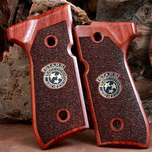 Beretta 92FS grips made of Rosewood with custom logo made of silver