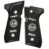 Beretta 92FS grips made of Black Acrylic with Custom Logo made of Silver