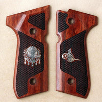 Beretta 92FS grips made of Rosewood with custom logos made of silver