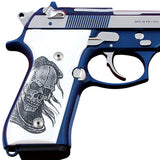 Beretta 92FS grips made of White Acrylic with custom logo engraving
