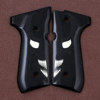 Beretta 92FS grips made of black Acrylic with custom logo made of silver
