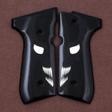 Beretta 92FS grips made of black Acrylic with custom logo made of silver