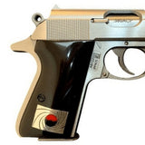 Walther PPK/S grips made of Black Acrylic with custom logo made of Silver.