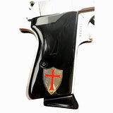 Walther PPK/S grips made of Black Acrylic with custom logo made of Silver.right