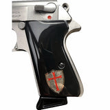Walther PPK/S grips made of Black Acrylic with custom logo made of Silver.left