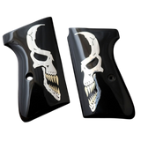 Walther PPK/S grips made of Black Acrylic with custom logo made of Silver