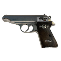 Walther PPK/S grips made of Root walnut with custom logo and text made of  Silver.1