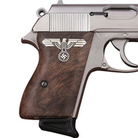 Walther PPK grips made of Root Walnut with custom logo made of  Silver.1