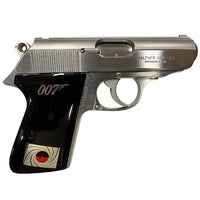 Walther PPK grips made of Black Acrylic with custom logos made of  Silver.2
