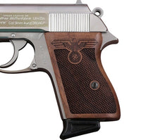 Walther PPK grips made of Walnut Wood with custom logo Engraving.
