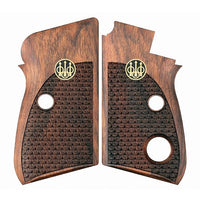Beretta 70 Custom Pistol Grips made from Black Acrylic with custom logo made of silver