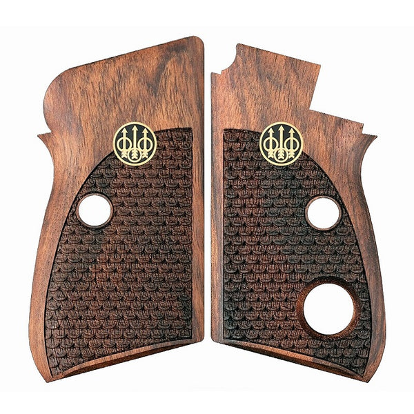 Beretta 70 Custom Pistol Grips made from Black Acrylic with custom logo made of silver