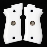Beretta 81FS Custom Pistol Grips made of white Acrylic wiith silver logo