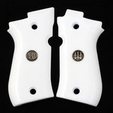 Beretta 81FS Custom Pistol Grips made of white Acrylic wiith silver logo
