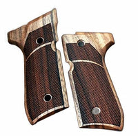 Beretta 92FS grips made of walnut wood .