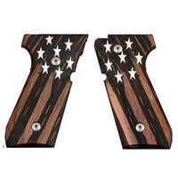 Beretta 92FS grips made of walnut wood with custom Logo made of silver.