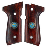 Beretta 92FS grips made of Rosewood with custom Logo made of Brass.