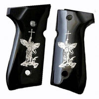 Beretta 92G grips made of Black Acrylic PMMA with Custom Logo made of Silver.